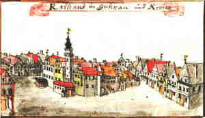 Rathaus in Guhrau und Revier - Ratusz, widok ogólny z otoczeniem